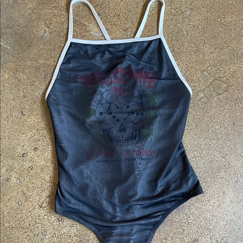 Sample Volcom Pair-A-Dice Skull Holographic Swimsuit Small